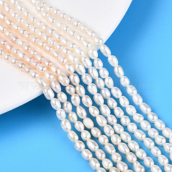 Hebras de perlas de agua dulce cultivadas naturales, arroz, grado ab, blanco cremoso, 4~6x3.5~4mm, agujero: 0.6 mm, aproximamente 73~75 pcs / cadena, 13.78~14.17 pulgada (35~36 cm)
