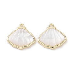 Muschelanhänger aus Messing mit Pavé-Fassung, Anhänger in Muschelform, echtes 18k vergoldet, 11.5x12.5x2.5 mm, Bohrung: 1 mm