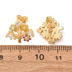 Bunte Emaille-Ohrstecker Blume des Lebens mit Zirkonia&nbsp;EJEW-G288-30G