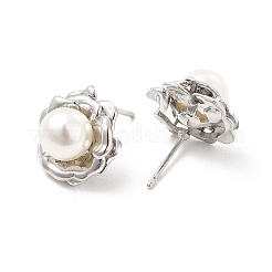 Aretes de flor con cuentas de perlas de imitación abs&nbsp;EJEW-P213-11P