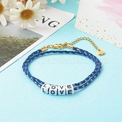 Bracciali in ordito con cordino di cotone a due anelli&nbsp;BJEW-JB06465-02
