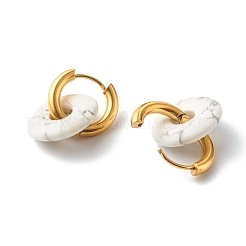 Orecchini a cerchio pendenti in howlite naturale fatti a mano&nbsp;EJEW-JE04577-05