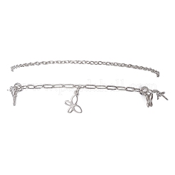 2 Stück 2 Stile 304 Edelstahl Kabelkette Büroklammer Kette Charme Doppelschicht Fußkettchen für Frauen&nbsp;AJEW-AN00740-01
