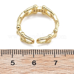 Gestellplattierung Messing Mikropflaster klare Zirkonia Manschettenfingerringe für Frauen&nbsp;RJEW-M028-44G