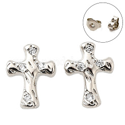 Boucles d'oreilles en laiton zircon cubique micro pavé clair&nbsp;EJEW-M103-07P