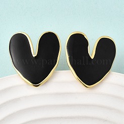 Pendientes de acero inoxidable esmaltado con forma de corazón 201&nbsp;EJEW-Z151-12G-02