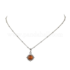 Halskette mit Sonnenanhänger aus natürlichem Edelsteinmix und 304er Edelstahl&nbsp;NJEW-JN06551