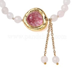 Braccialetti elasticizzati con perline di quarzo rosa naturale rotonde sfaccettate da 6 mm&nbsp;BJEW-JB10457