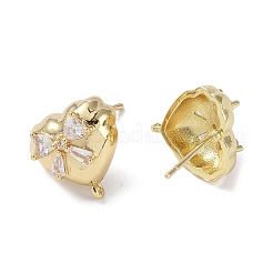 Ottone con risultati di orecchini a bottone in zirconia cubica&nbsp;KK-B087-10G