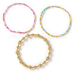 Boho-Stretch-Armbandsets aus Messing und Glasperlen&nbsp;ZV9716-1