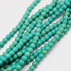 1 rondes brin synthétique turquoise perles brins&nbsp;X-TURQ-G106-8mm-02D