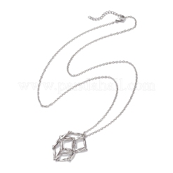 3 collier avec pendentif en forme de cage en pierre de cristal.&nbsp;NJEW-JN04751-01
