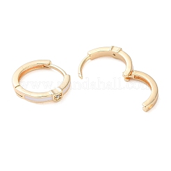 Orecchini a cerchio da donna in ottone con micro pavé di zirconi chiari&nbsp;EJEW-S234-06G