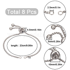 8 Stück verstellbares Gliederarmband aus 304 Edelstahl&nbsp;STAS-SC0006-04