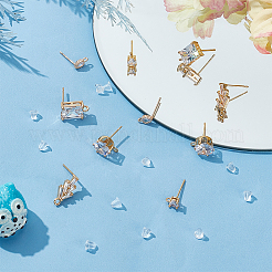 10 paio di orecchini a bottone in ottone con zirconi cubici in 5 stili&nbsp;DIY-AN0001-14
