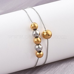 Braccialetti multistrato con catena rolo in acciaio inossidabile 304 per donna&nbsp;BJEW-D337-01A-GP