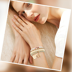 1 Set stapelbare Stretch-Armbänder mit Glasperlen im Bohemian-Urlaubsstil für Damen&nbsp;BJEW-SP0001-13