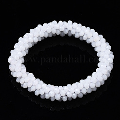 Braccialetti elasticizzati con perle di vetro opaco sfaccettato&nbsp;BJEW-S144-002E-06