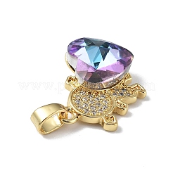 Pendenti in vero ottone placcato in oro 18k placcato in cremagliera con micro pavé di zirconi cubici trasparenti&nbsp;KK-C015-23G-14