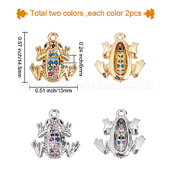4 pieza de 2 colores de latón micro pavé de circonitas cúbicas de colores&nbsp;ZIRC-BBC0001-10