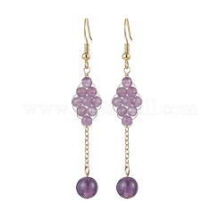 Orecchini pendenti con perline di agata naturale&nbsp;EJEW-TA00660