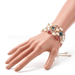 Pflaumenblüten-Blumen-Glasglied-Armbänder für Teenager-Mädchen-Frauen&nbsp;X1-BJEW-TA00017