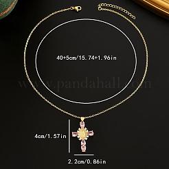 Elegante Messing Rose Strass Jungfrau Kreuz Anhänger Halsketten für Frauen&nbsp;CC4444
