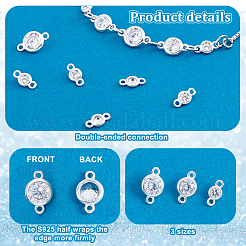 14 Stück 3 Stile 925 Sterling Silber Micro Pave klare Zirkonia Verbinder Verbinder&nbsp;STER-PH0003-02