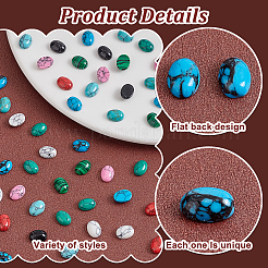 70 pz 10 stili ovali cabochon in turchese sintetico e malachite sintetica&nbsp;G-PH0002-68
