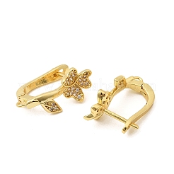 Accesorios para pendientes de aro con micropavé de latón y circonitas cúbicas transparentes.&nbsp;KK-Z154-06G