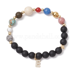 Bracelets extensibles de perles de pierres précieuses mélangées rondes naturelles&nbsp;BJEW-JB11235