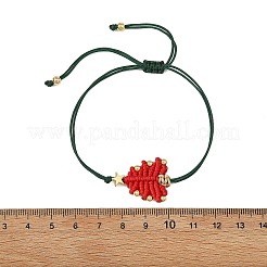 Braccialetti regolabili in nylon intrecciato a forma di albero di Natale con stella in ottone&nbsp;BJEW-TA00762-01