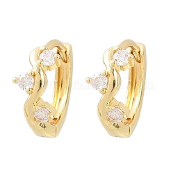 Pendientes de aro con micropavé de circonitas cúbicas transparentes y corona de latón&nbsp;EJEW-D348-20G