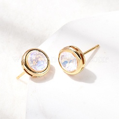 Boucles d'oreilles à tige en verre et laiton&nbsp;EJEW-F391-05G-02