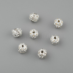 Perle di strass in ottone placcato color argento&nbsp;RSB229-01