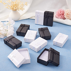 12 Stück 2 Farben rechteckige Geschenkboxen aus Papier für Schmuck mit Schleife&nbsp;CON-TA0001-17