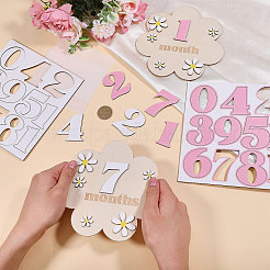 2 bolsa de 2 tarjetas de hitos mensuales para bebés de MDF de colores con letrero de anuncio&nbsp;DIY-CA0007-95