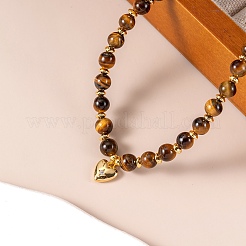 Collane di perline rotonde in occhio di tigre naturale&nbsp;FS-WG0A7DA-01