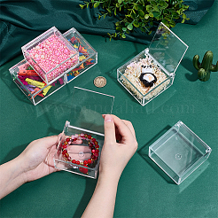 Boîtes d'emballage en acrylique transparentes avec couvercle rabattable&nbsp;CON-WH0110-36A