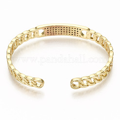 Messing Micro Pave klare Zirkonia Manschette Armreifen&nbsp;BJEW-S142-002-NF