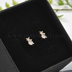 Boucles d'oreilles en laiton zircon cubique micro pavé clair&nbsp;EJEW-R016-01G-02