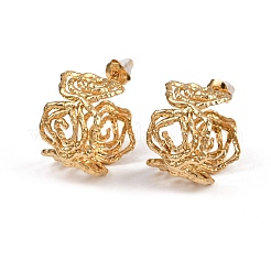 Orecchini a bottone a forma di fiore cavo in acciaio inossidabile 304&nbsp;LS-EJEW-A138-06G