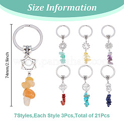 21 porte-clés 7 styles en jaspe rouge naturel&nbsp;KEYC-GO00010