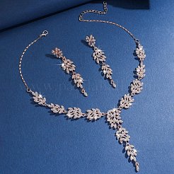 Set di collane con ciondolo in lega di cristallo e strass a forma di spiga di grano e orecchini pendenti a bottone&nbsp;FS-WGD4E70-02
