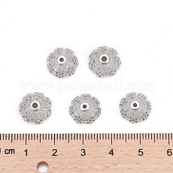 Tappi di perline in zirconia cubica con micro-pavé in ottone a fiore multi-petalo ecologico&nbsp;ZIRC-M098-02P-FF