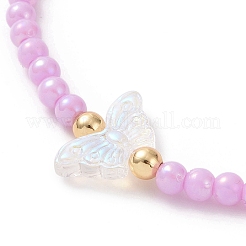 Bracciali elasticizzati con perline in acrilico opaco e ottone&nbsp;BJEW-JB09122