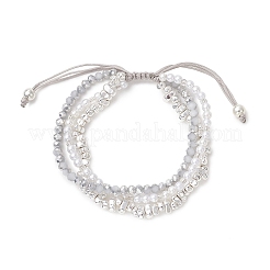Mehrsträngige geflochtene Perlenarmbänder aus galvanisiertem Glas&nbsp;BJEW-JB13772
