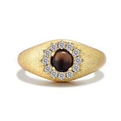 Pferdeauge 925 Sterling Silber Micro Pave Zirkonia Fingerringe für Damen&nbsp;RJEW-F180-07G