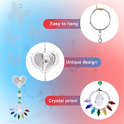 4 pièce 4 styles papillon et cœur cristaux lustre attrape-soleil prismes chakra pendentif suspendu&nbsp;AJEW-CF0001-17