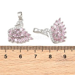 Pendentifs en laiton avec micro pavé de perles et zircons cubiques roses&nbsp;CU-CBABDE1-13P-02